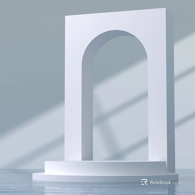 White Arch Display Stand with Minimalist Design and Soft Light Shadows 3d model 