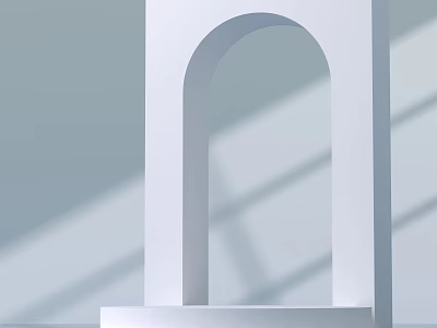 White Arch Display Stand with Minimalist Design and Soft Light Shadows 3d model