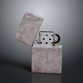 Square Shaped Leather Lighter With Open Lid Metal Internal Structure Black Roller Golden Accent