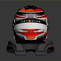 Car Racing Helmet ASTELIER Red Black Silver Design On Stand