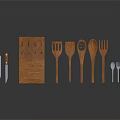 Wooden Kitchen Utensils Set With Knife Block Spatula Ladle And Cooking Tools