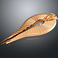 Modern Golden Streamlined Spacecraft Structure With Striped Surface For Cosmic Missions