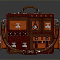 Vintage Leather Suitcase With Multiple Compartments Red Brown Design Metal Buckles And Strap