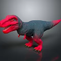 Realistic 3D Red And Blue Standing T-Rex Dinosaur With Sharp Teeth 3d model