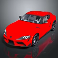 Red Two Door Sports Car With Sleek Aerodynamic Design And Black Wheels