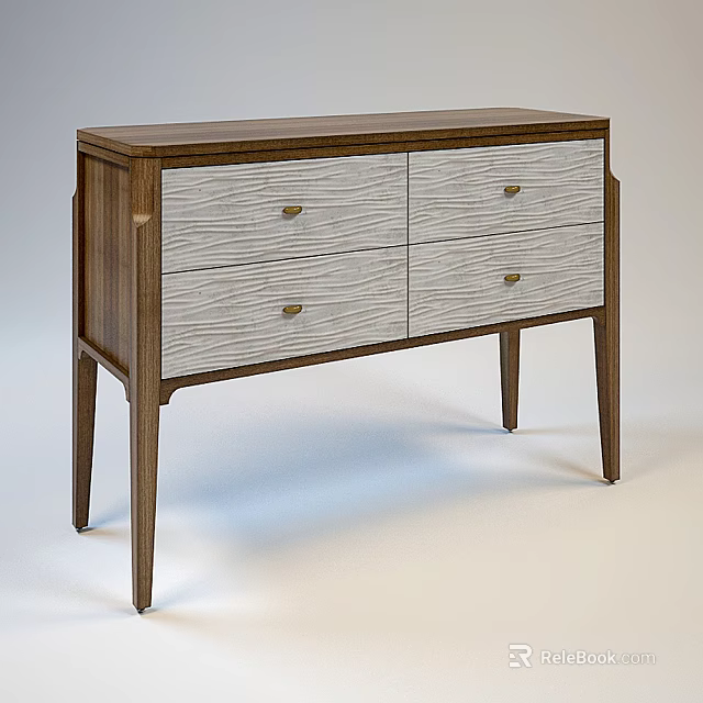 Elegant Modern Wooden Entryway Console Cabinet With Four Drawers And Tapered Legs 3d model 