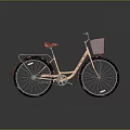 Vintage Bicycle With Red Seat Front Basket Rear Rack And Light Beige Frame