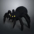 Black Spider Toy Figurine With Yellow Eyes And Long Legs Design