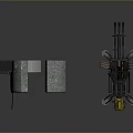 Mechanical Weapon System With Robotic Arms Tread Structure And Yellow Central Component 3d model
