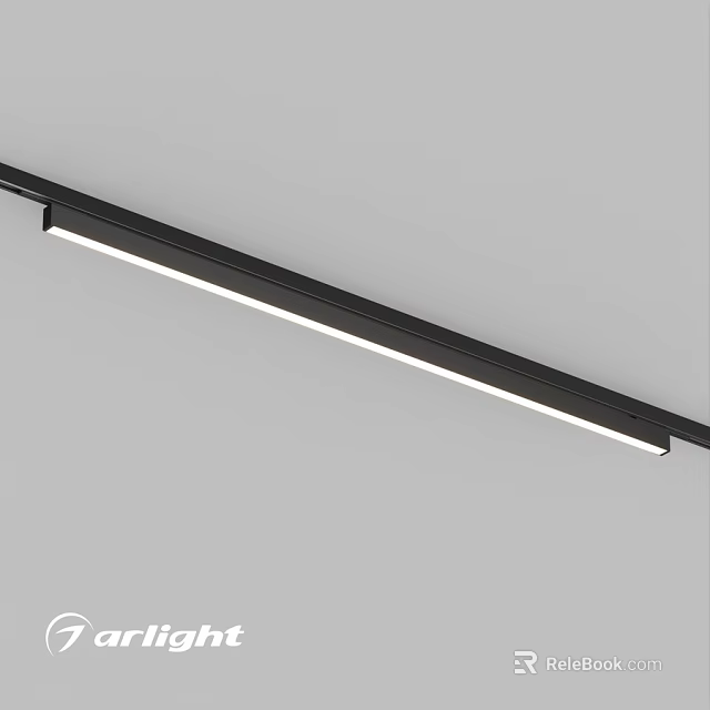 Modern Long Strip Ceiling Light With Black Frame And White Light Source 3d model 