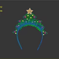 Festive Christmas Decorative Lights Headband with Green Tree Design Gold Star and Red Decorative Balls