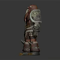 Mythical Warrior Character With Horned Creature Features Armored Body Tribal Markings And Clawed Feet