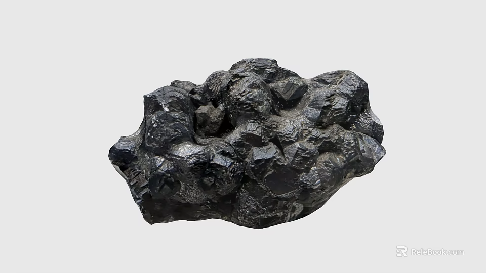 Natural Black Rough Textured Stone with Irregular Angular Shape and Solid Structure 3d model