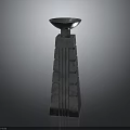Contemporary Stone Sculptural Column With Bowl Shaped Top And Layered Structure