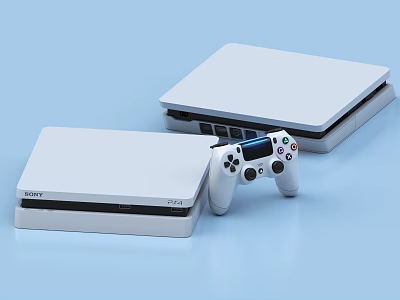 Sony White Game Console Systems With Wireless Controller And Modern Design 3d model