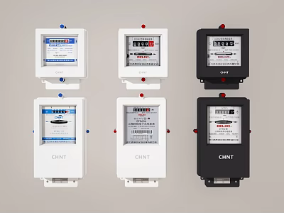 CINT Electricity Meters In White And Black With Various Designs 3d model