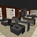Modern Boutique Store Interior With Wooden Shelves Display Counters And Leather Bag