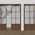 Modern Sliding Doors Featuring Wooden Frame And Patterned Glass For Interior Partition 3d model