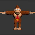 3D Model of Red Gorilla With Red DK Tie And Outstretched Arms
