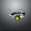 Robot Car With White Chassis Yellow Wheels Electronic Components And Colorful Wires