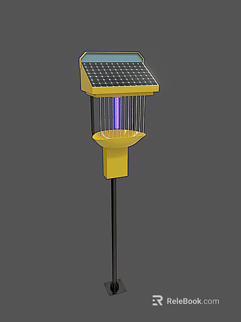 Solar Powered Agricultural Equipment With Solar Panel Purple Light And Yellow Body For Farm Use 3d model 