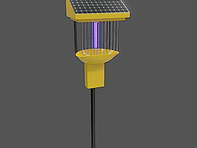 Solar Powered Agricultural Equipment With Solar Panel Purple Light And Yellow Body For Farm Use 3d model