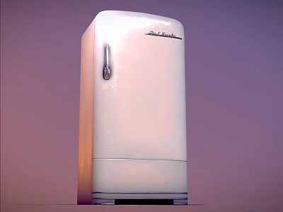 Vintage White Refrigerator With Classic Design And Stainless Steel Handle 3d model