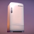 Vintage White Refrigerator With Classic Design And Stainless Steel Handle