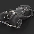 Black Vintage Classic Car With Retro Design Chrome Details And Round Headlights