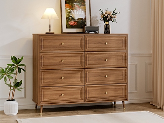 New Chinese-style Solid Wood Eight-drawer Cabinet 3d model