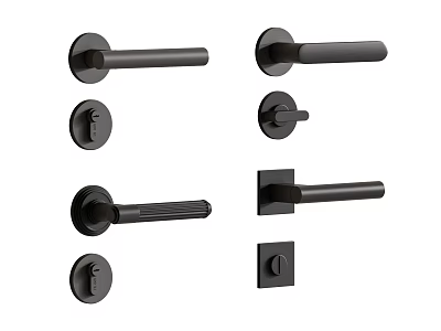 Modern Black Door Handles With Various Stylish Designs For Home Interior Use 3d model