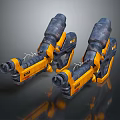 Detailed Sci Fi Yellow and Gray Dual Heavy Energy Weapons Mechanical Design
