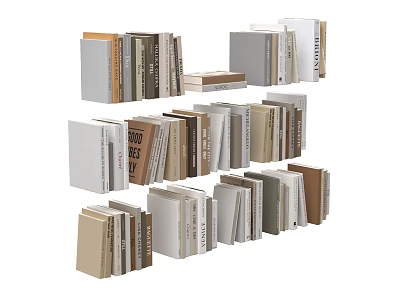 Stacked Books And Magazines In Neutral Tones For Home Library 3d model