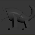 Low Poly Gray Block Style Dog Like Game And Movie Character 3D Model Design