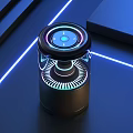 Modern Electronic Device with Circular Control Panel Blue LED Light and Sleek Design 3d model