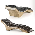 Modern Leather Lounge Chairs With Padded Seats And Wooden Base