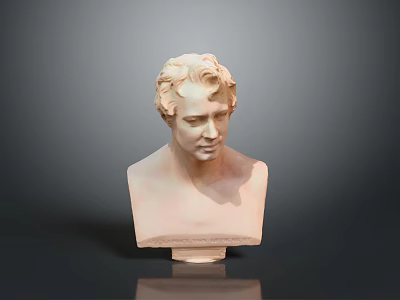 Classical Style Light Colored Decorative Bust Furniture With Smooth Marble Surface And Dark Background Reflection 3d model