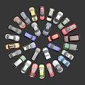 Colorful Toy Cars In Various Colors And Models Arranged In A Circle
