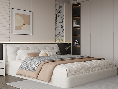 Modern Cream Style Double Bed model