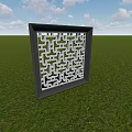 Lattice Window Panel With Gray Frame And Intricate Carved Design For Architectural Decoration