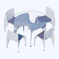 Modern Round Dining Table With Glass Top And Four Sleek Design Chairs 3d model