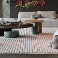 Modern Living Dining Room Interior With Sofa Coffee Table And Pendant Lights 3d model