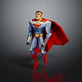 Low Poly Superman Game Movie Character Design With Red Cape Blue Suit Yellow Emblem