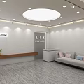 Elegant Modern Mall Store Interior With Reception Counter And Sofa