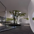 Curvilinear structure of modern gallery 3d model