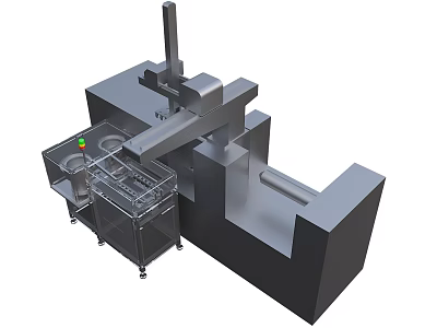 Automated Industrial Equipment With Mechanical Arm Control Panel Transparent Components And Metal Structure 3d model