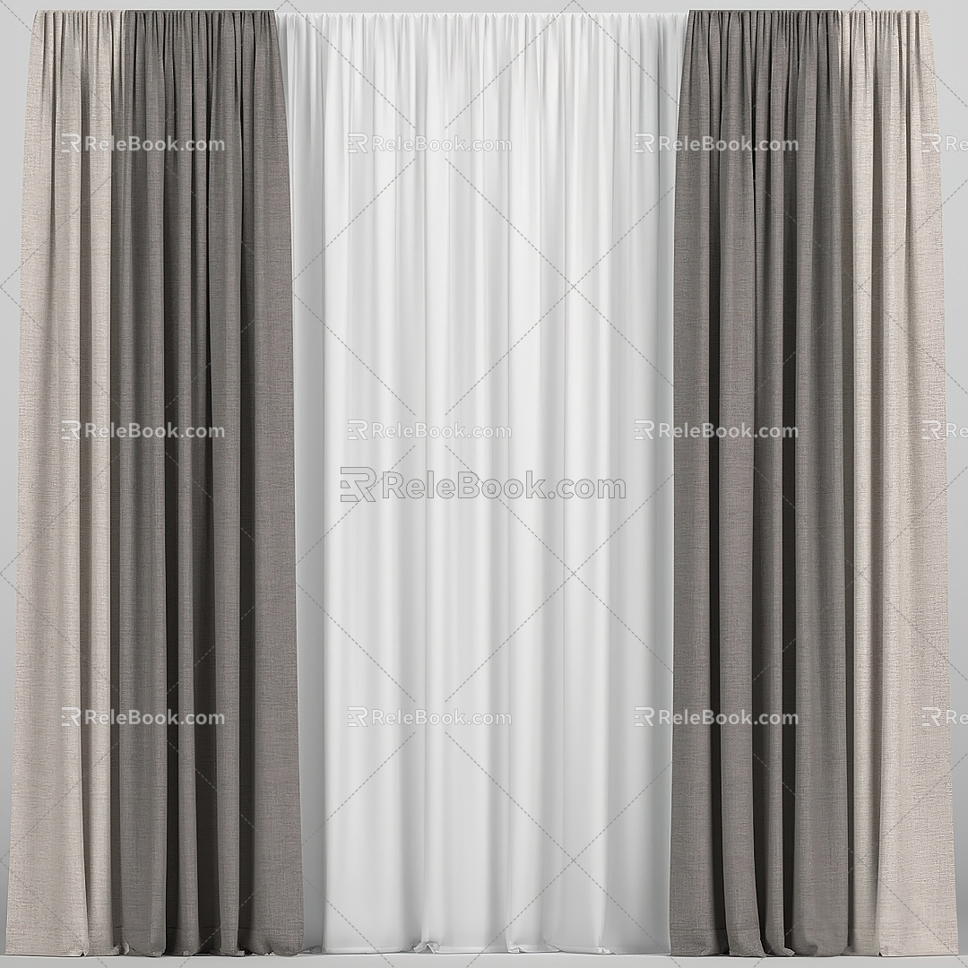 plain curtain window screen 3d model