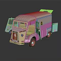 Vintage Silver Truck Model With Open Doors And Brown Interior Seats