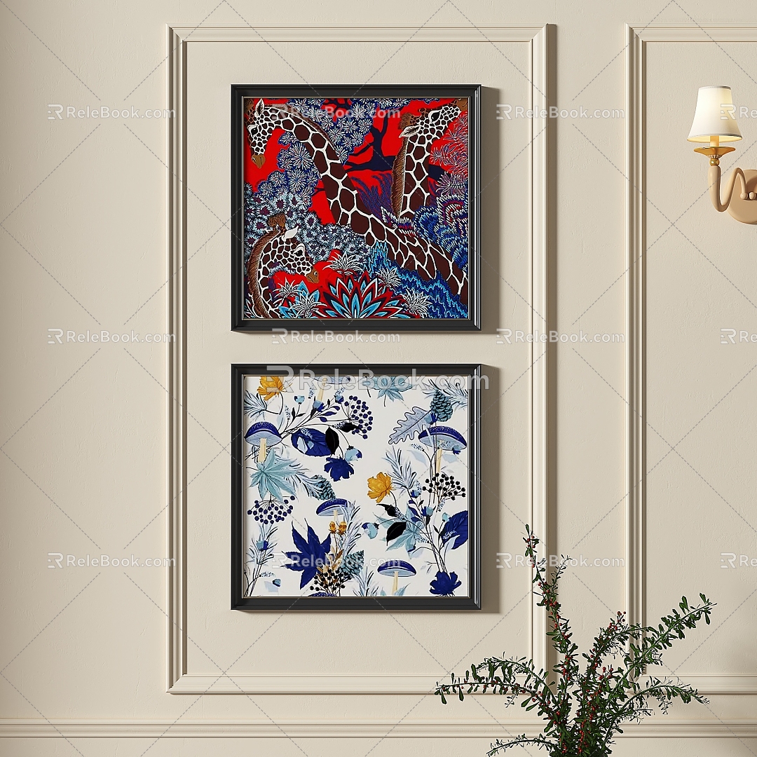 French Middle Ancient Decorative Painting 3d model