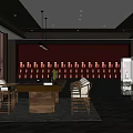 Luxurious Chinese-style Liquor Store Interior Featuring Display Cabinets Wine Racks Rosewood Tables And Marble Flooring